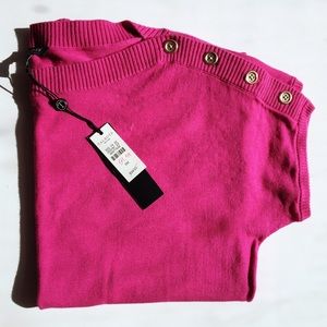 NWT Dolman style Pink Top with Gold Buttons